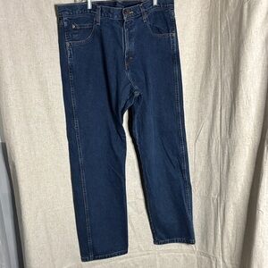 Wrangler Dark Blue Men's Straight Jeans Rugged Wear 36x30